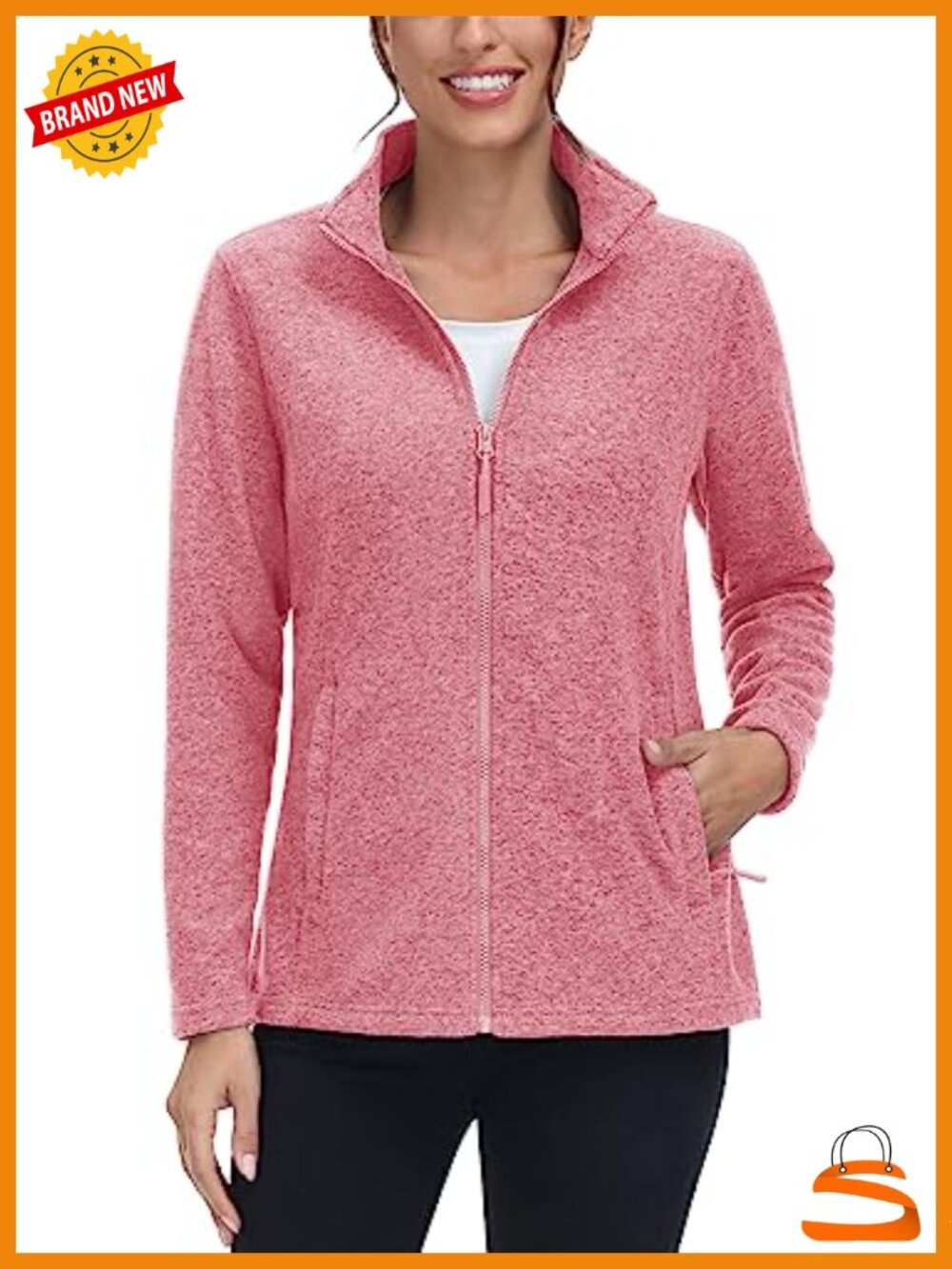 Women's Fleece Zip Up Jacket Light Warm Sweater with Pockets